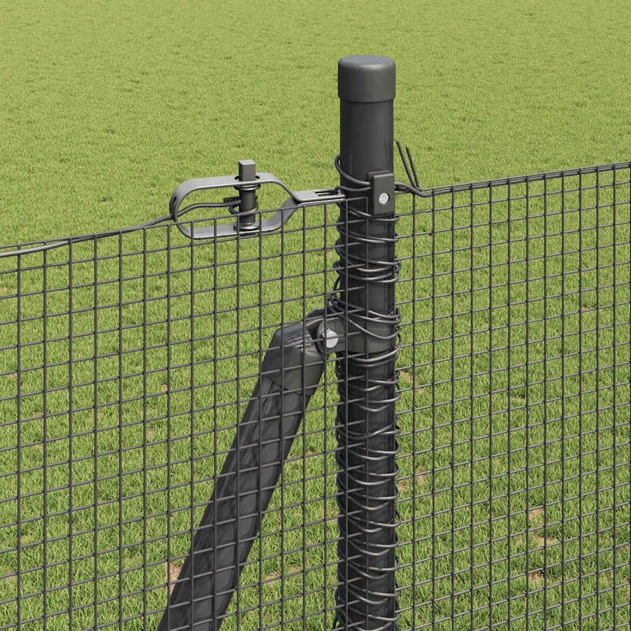 Hecke Met Palen 1.5 X 10 M Staal Grijs 10 x 1.5 m (12 x 12 mm gaas)