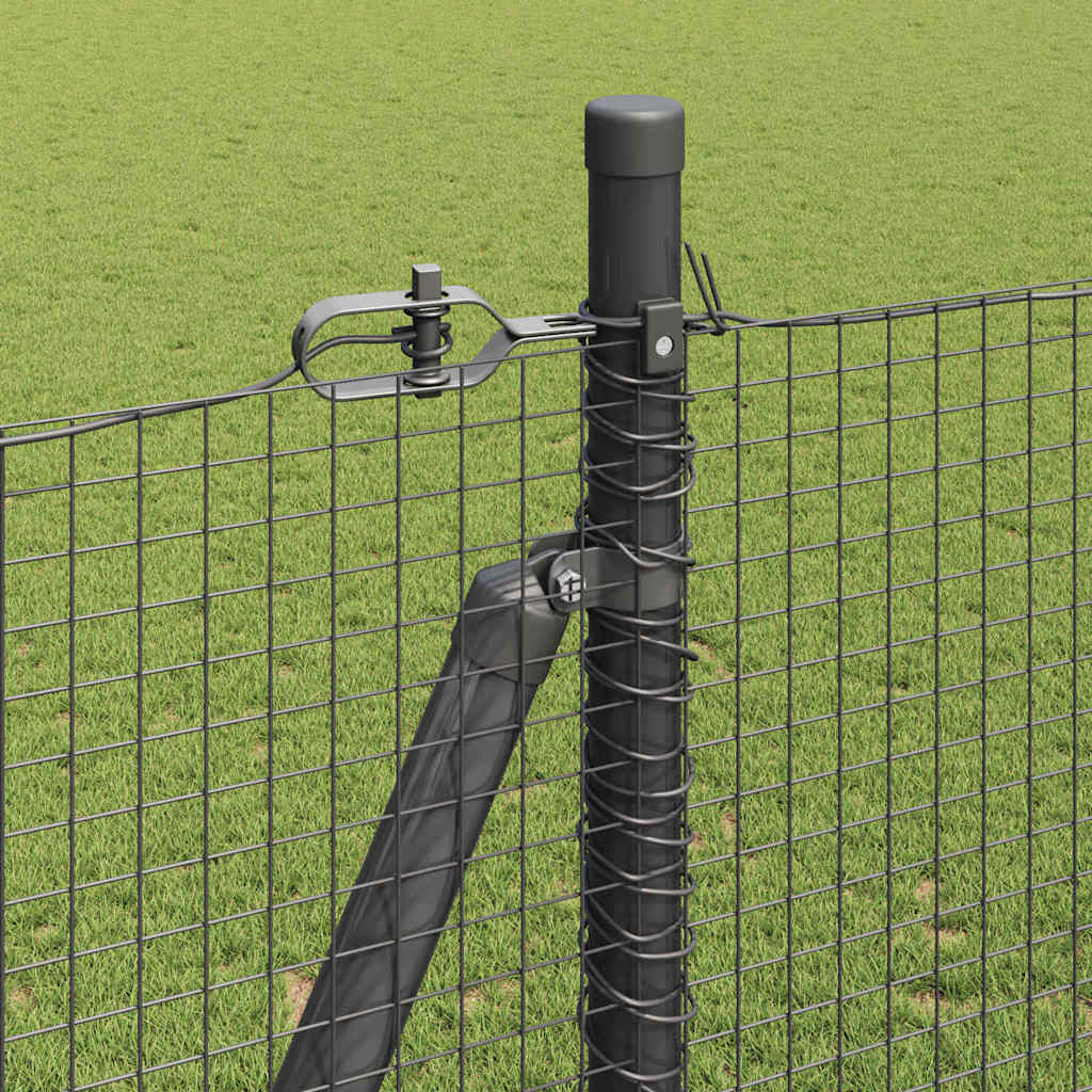 Hecke Met Palen 1.5 X 10 M Staal Grijs 10 x 1,5 m (19 x 19 mm gaas)