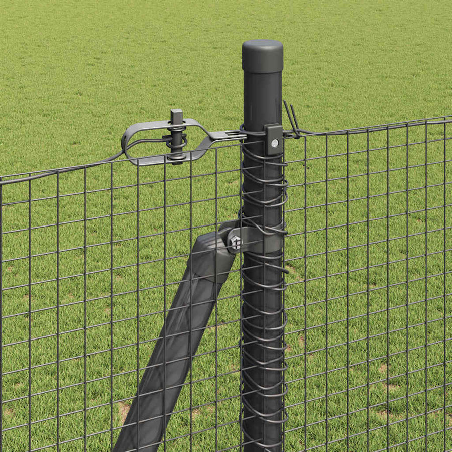Hecke Met Palen 1.5 X 10 M Staal Grijs 10 x 1,5 m (19 x 19 mm gaas)