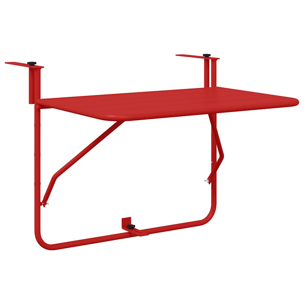 Hangende Balkon Tafel 60 X 39 X 65 Cm Staal Rood