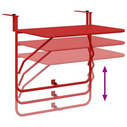 Hangende Balkon Tafel 60 X 39 X 65 Cm Staal Rood