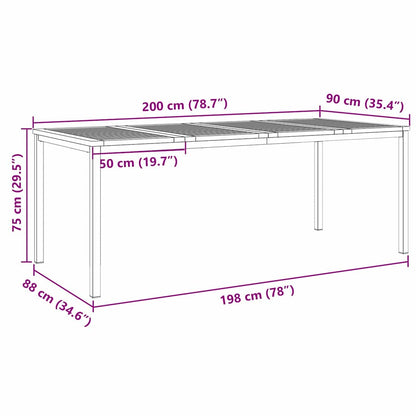 EetTafel Bruin 200 x 90 x 75 cm Massief Teakhout
