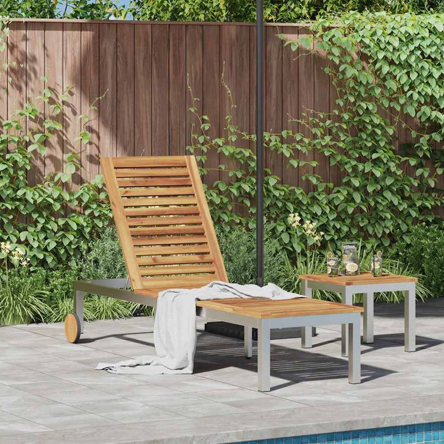 Ligstoel Olie naturel 205 x 53 x 100 cm Massief Acaciahout