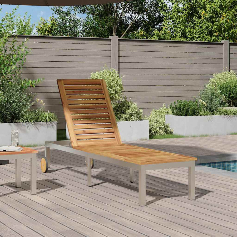 Ligstoel Olie naturel 205 x 53 x 100 cm Massief Acaciahout