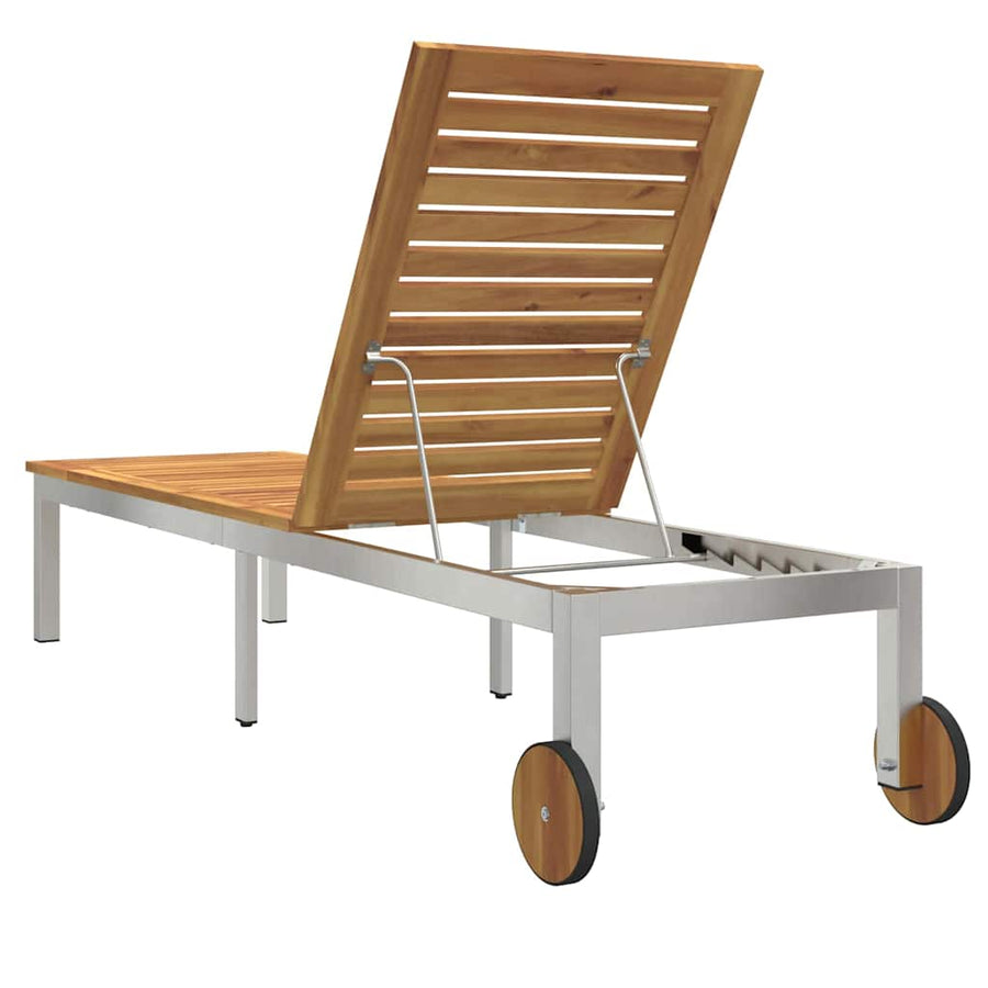 Ligstoel Olie naturel 205 x 53 x 100 cm Massief Acaciahout