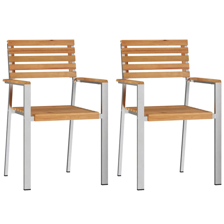 Tuinstoel 2 Pcs Olie Naturel 56 X 54,5 X 87 Cm Massief Teakhout