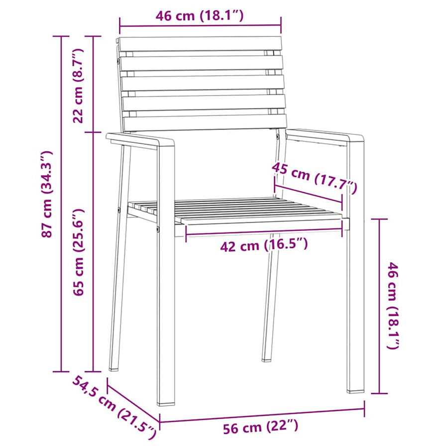 Tuinstoel 2 Pcs Olie Naturel 56 X 54,5 X 87 Cm Massief Teakhout