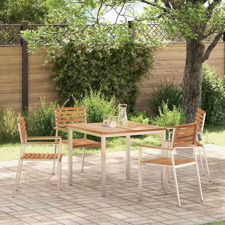 Tuinstoel 4 Pcs Olie Naturel 56 X 54,5 X 87 Cm Massief Teakhout