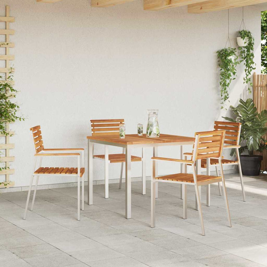 Tuinstoel 4 Pcs Olie Naturel 56 X 54,5 X 87 Cm Massief Teakhout