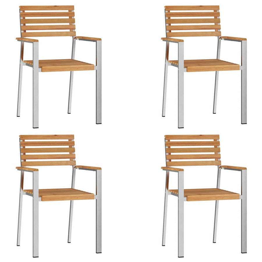 Tuinstoel 4 Pcs Olie Naturel 56 X 54,5 X 87 Cm Massief Teakhout