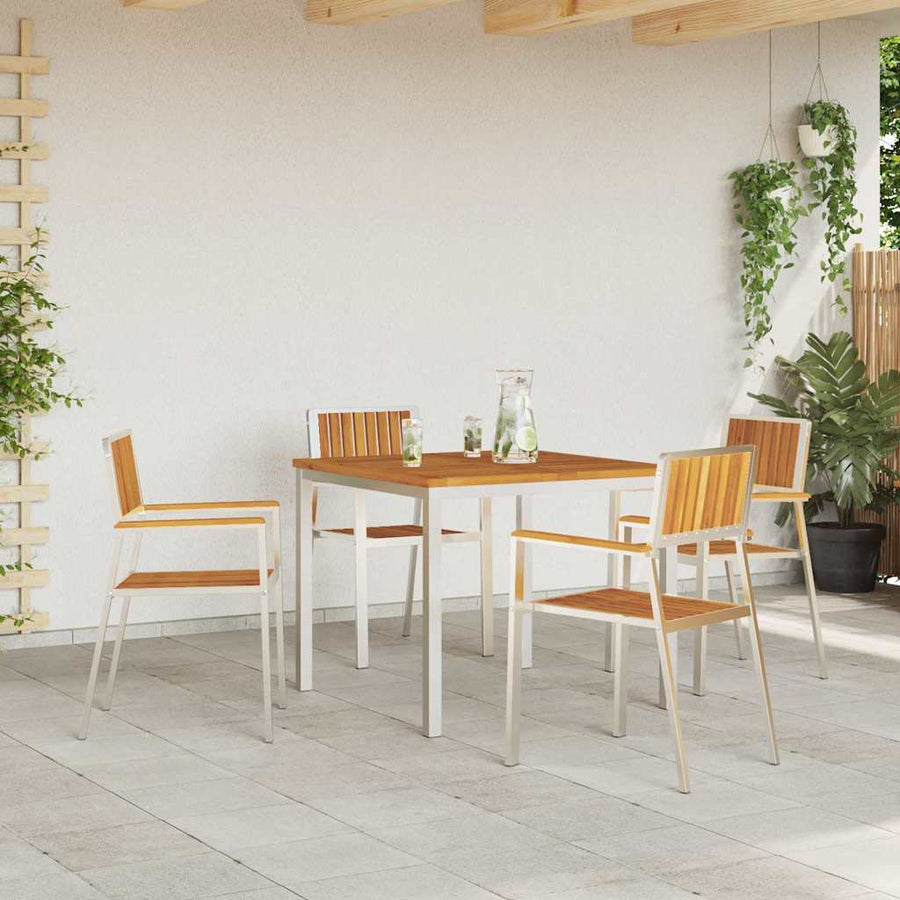 Tuinstoel 4 Pcs Bruin 56 X 54,5 X 87 Cm Massief acaciahout