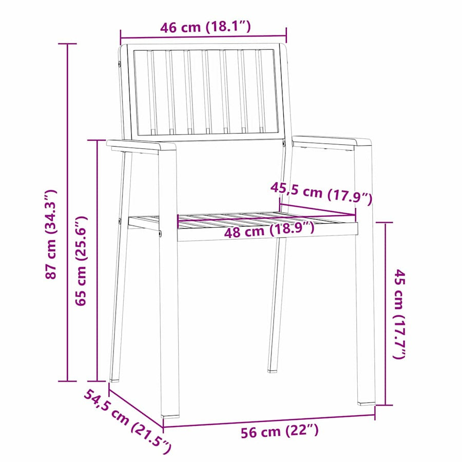 Tuinstoel 4 Pcs Bruin 56 X 54,5 X 87 Cm Massief acaciahout
