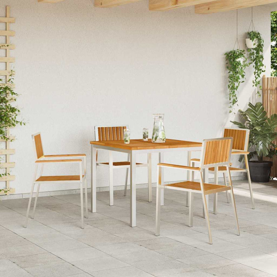 Tuinstoel 4 Pcs Bruin 56 X 54,5 X 87 Cm Massief teakhout