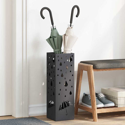 Paraplu Standaard met opslag Zwart 15,5 x 15,5 x 49 cm Metaal