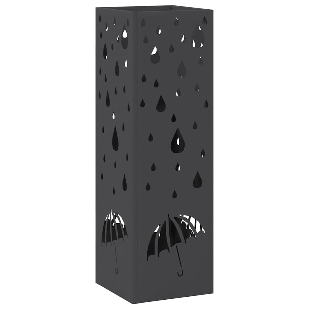Paraplu Standaard met opslag Zwart 15,5 x 15,5 x 49 cm Metaal