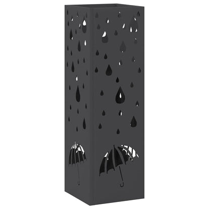 Paraplu Standaard met opslag Zwart 15,5 x 15,5 x 49 cm Metaal