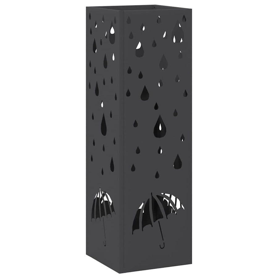 Paraplu Standaard met opslag Zwart 15,5 x 15,5 x 49 cm Metaal