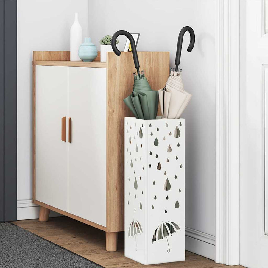 Paraplu Standaard met opslag Wit 15,5 x 15,5 x 49 cm Metaal