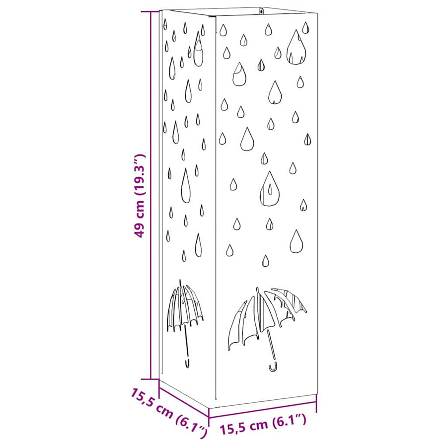 Paraplu Standaard met opslag Wit 15,5 x 15,5 x 49 cm Metaal