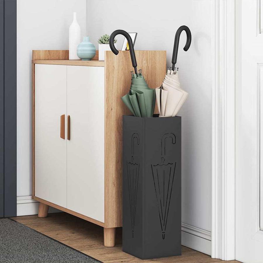 Paraplu Standaard met opslag Zwart 15,5 x 15,5 x 49 cm Metaal