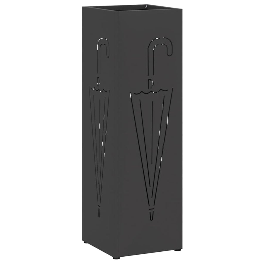 Paraplu Standaard met opslag Zwart 15,5 x 15,5 x 49 cm Metaal