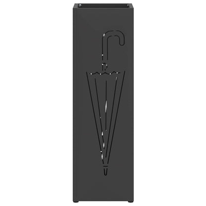 Paraplu Standaard met opslag Zwart 15,5 x 15,5 x 49 cm Metaal