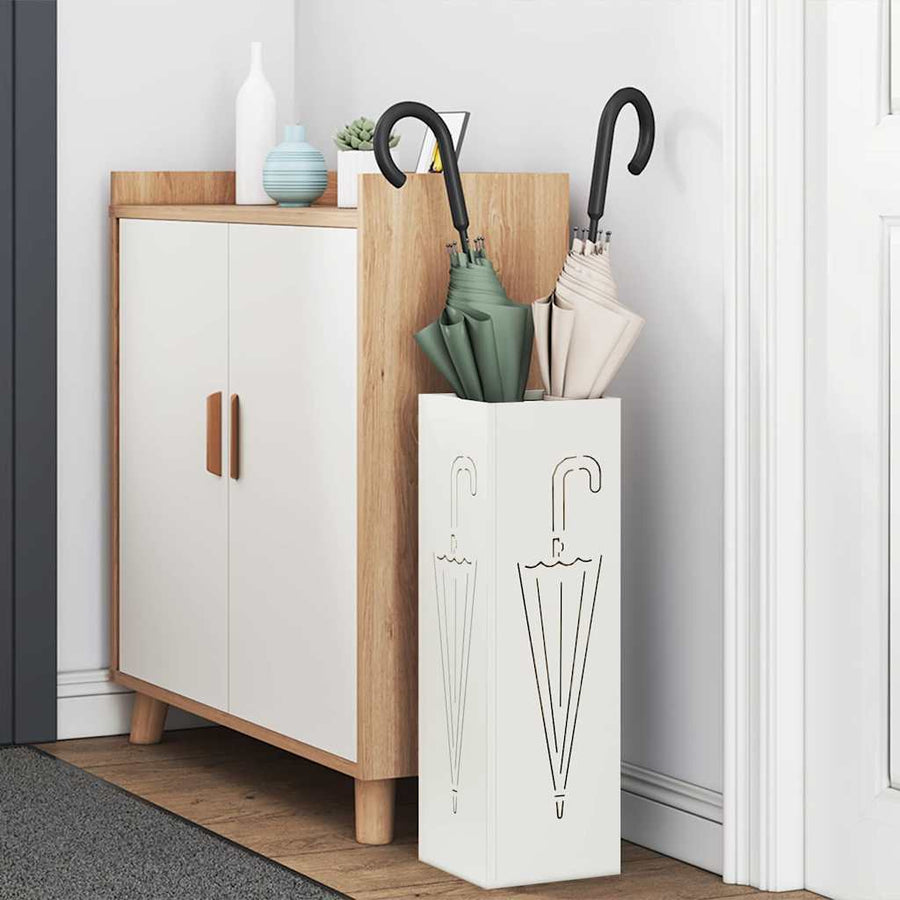 Paraplu Standaard met opslag Wit 15,5 x 15,5 x 49 cm Metaal