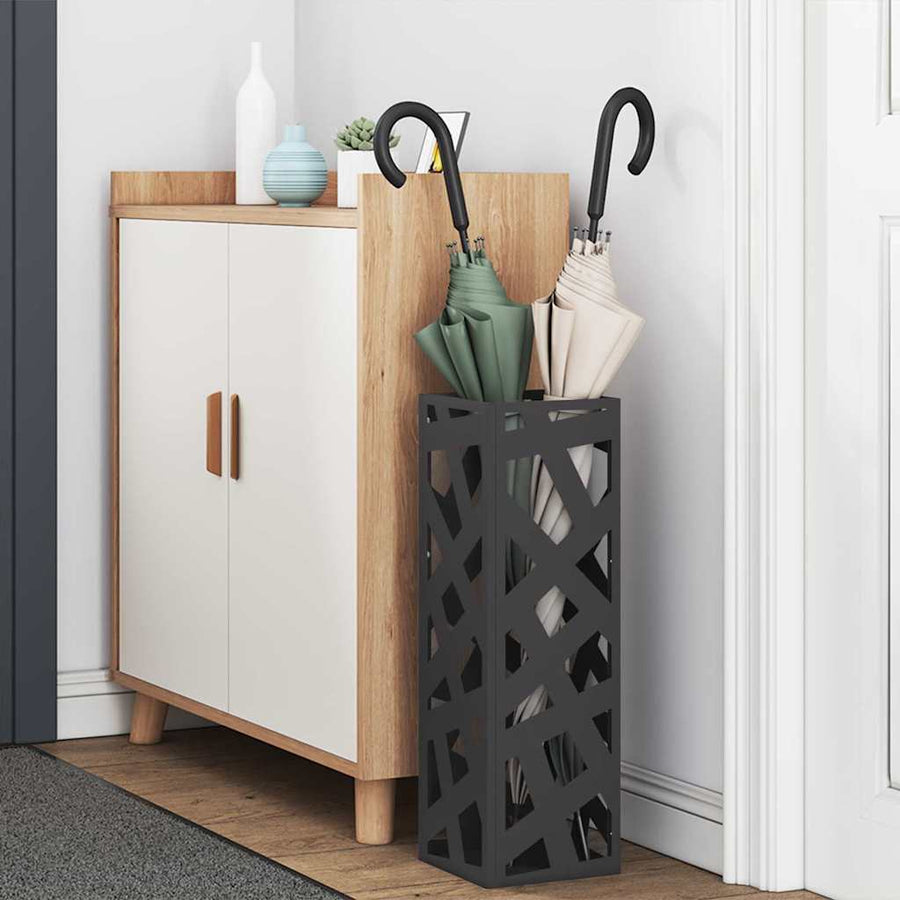 Paraplu Standaard met opslag Zwart 15,5 x 15,5 x 49 cm Metaal