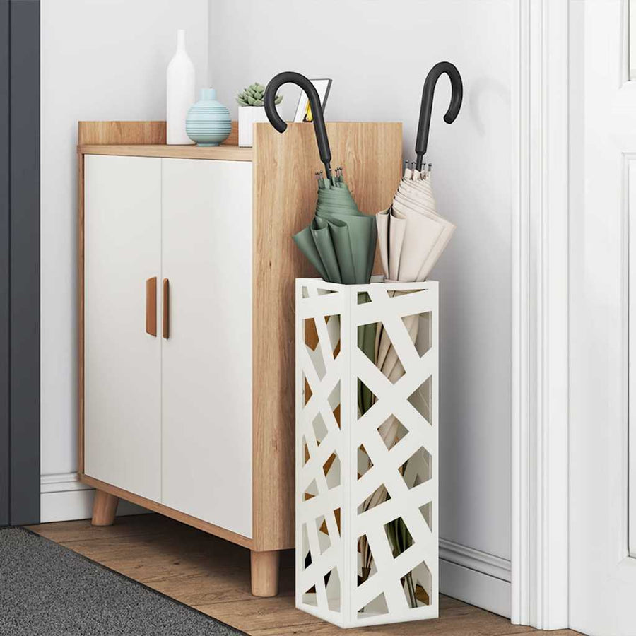 Paraplu Standaard met opslag Wit 15,5 x 15,5 x 49 cm Metaal
