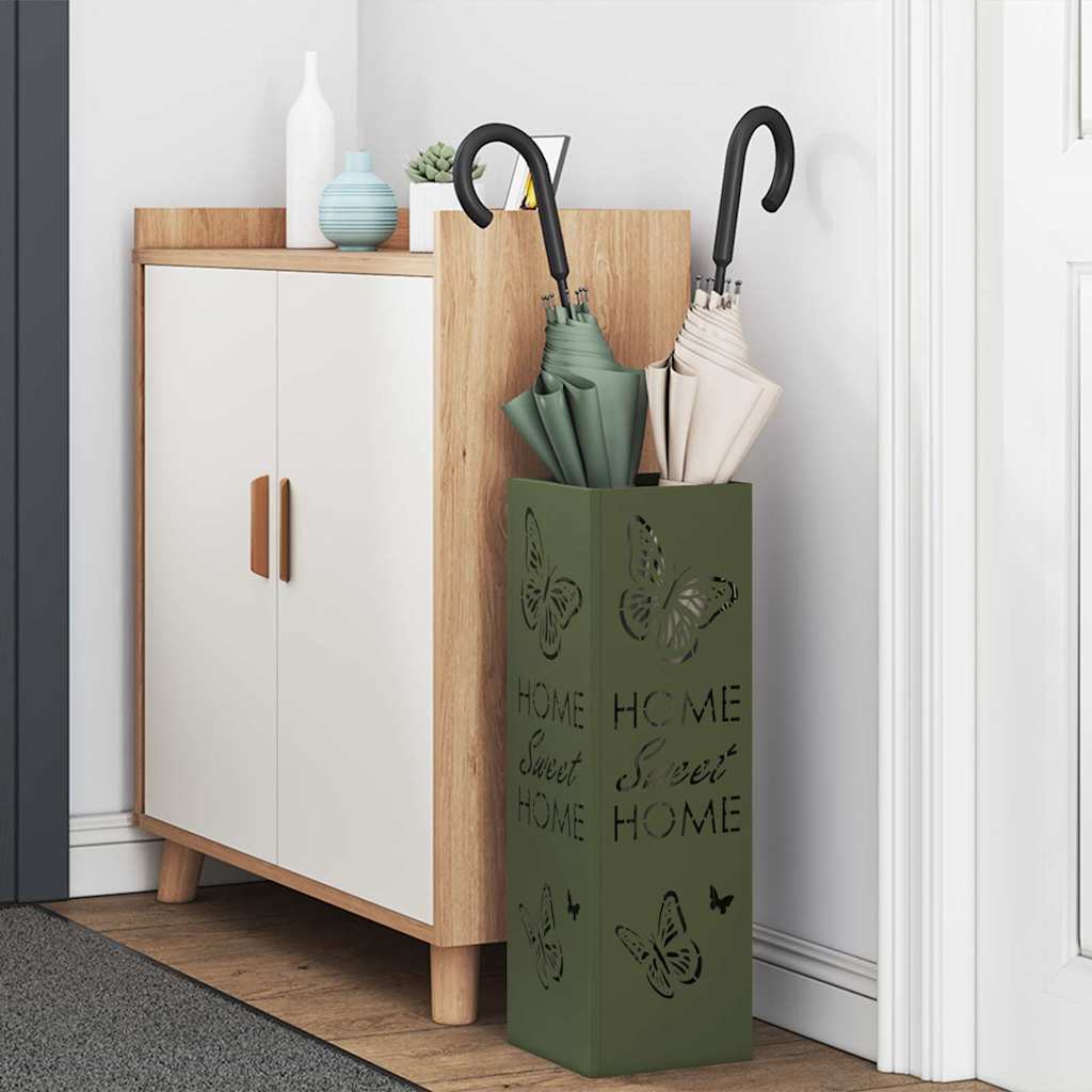 Paraplovestand Olijfgroen 15,5x15,5x49 cm Staal