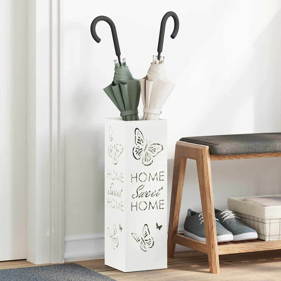 Paraplu Standaard met opslag Wit 15,5 x 15,5 x 49 cm Metaal
