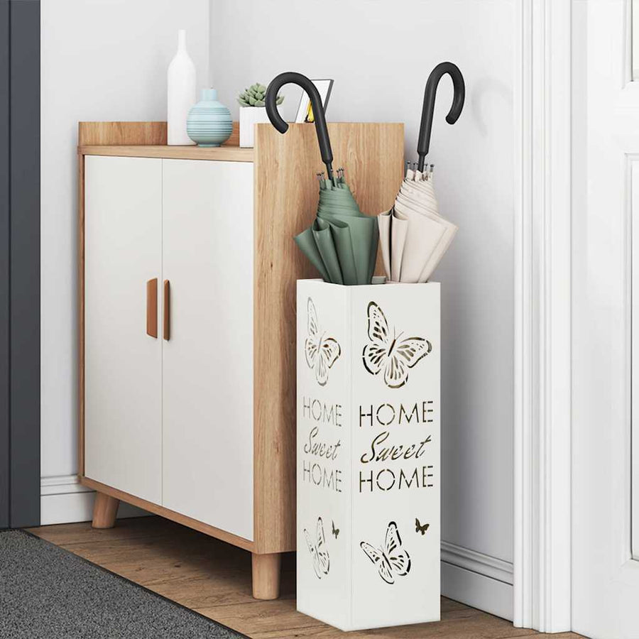 Paraplu Standaard met opslag Wit 15,5 x 15,5 x 49 cm Metaal