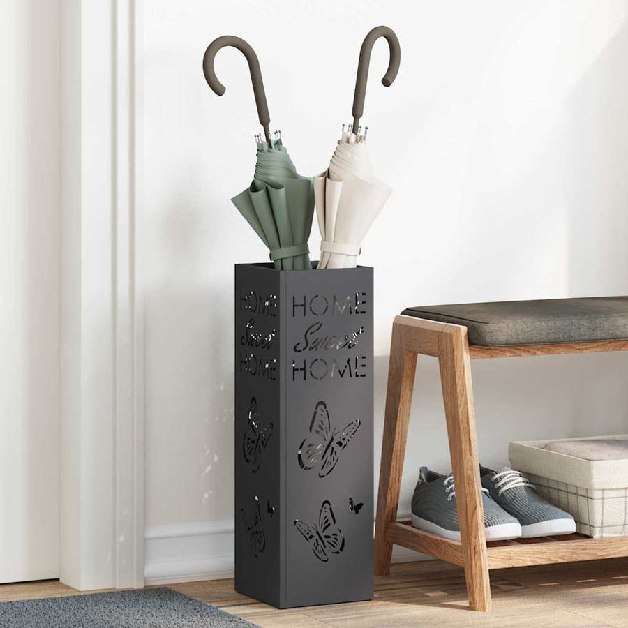 Paraplu Standaard met opslag Zwart 15,5 x 15,5 x 49 cm Metaal