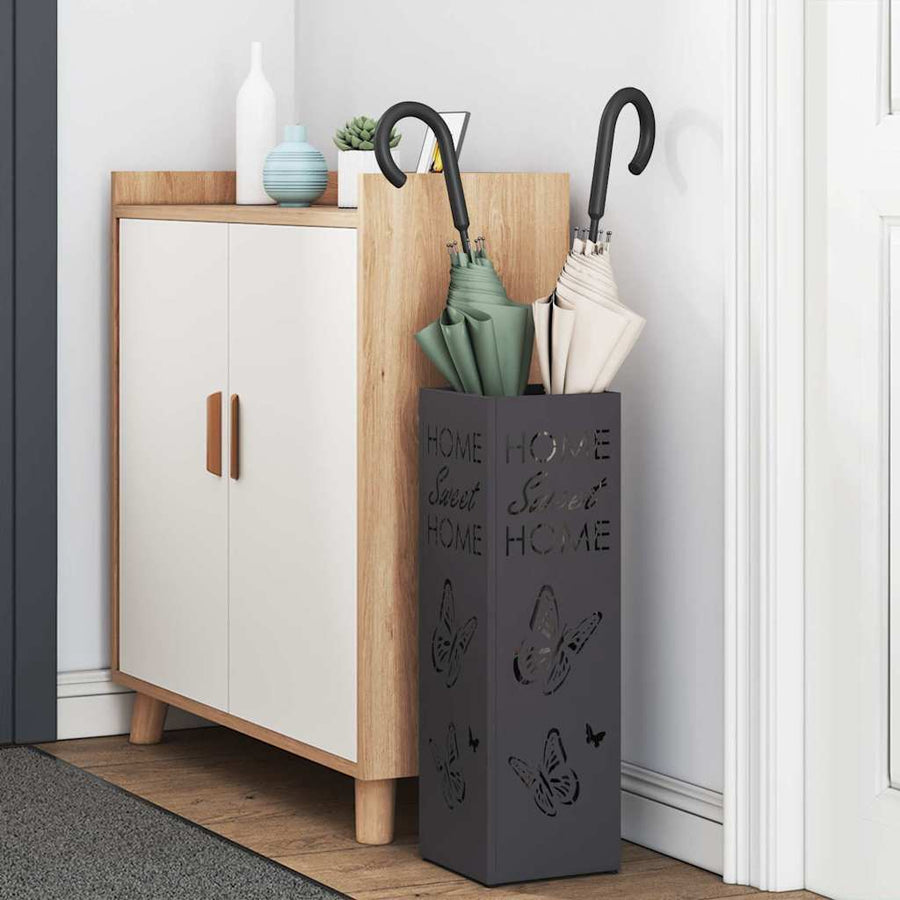 Paraplu Standaard met opslag Zwart 15,5 x 15,5 x 49 cm Metaal