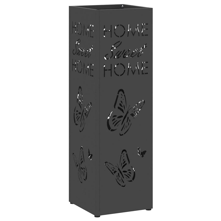 Paraplu Standaard met opslag Zwart 15,5 x 15,5 x 49 cm Metaal