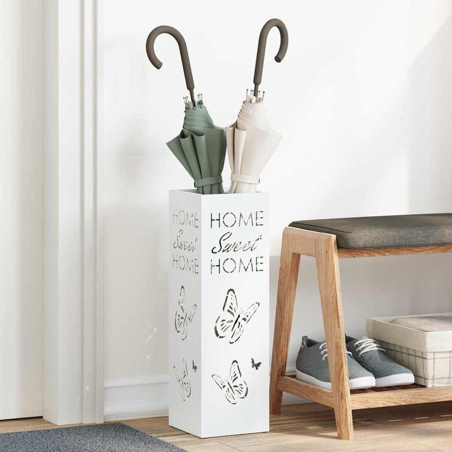 Paraplu Standaard met opslag Wit 15,5 x 15,5 x 49 cm Metaal