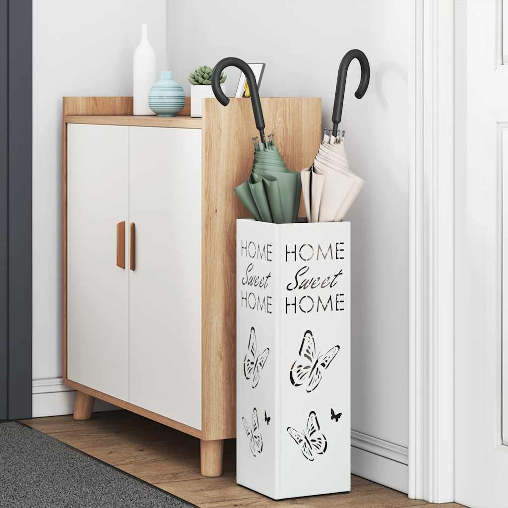 Paraplu Standaard met opslag Wit 15,5 x 15,5 x 49 cm Metaal
