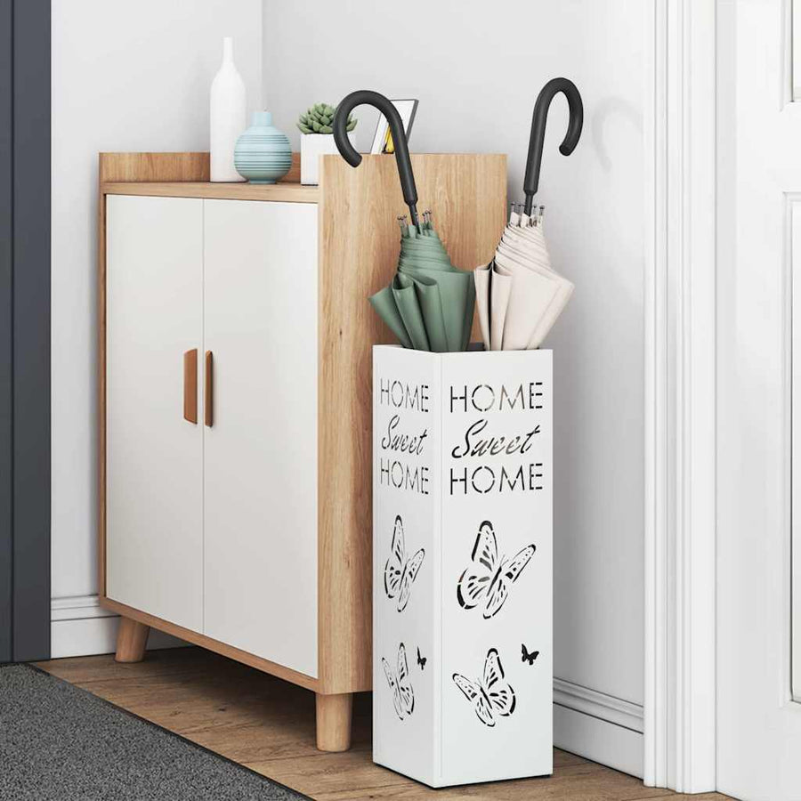 Paraplu Standaard met opslag Wit 15,5 x 15,5 x 49 cm Metaal