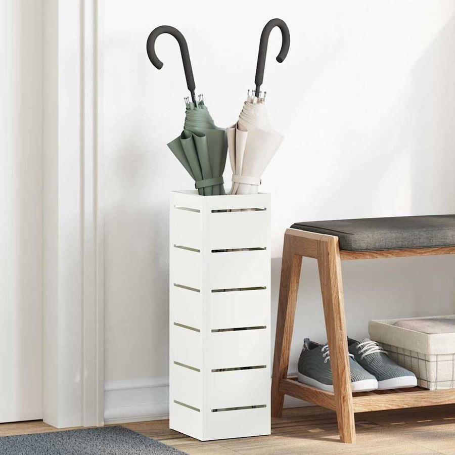 Paraplu Standaard met opslag Wit 15,5 x 15,5 x 49 cm Staal