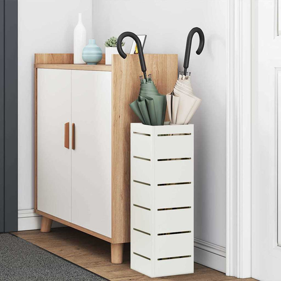 Paraplu Standaard met opslag Wit 15,5 x 15,5 x 49 cm Staal