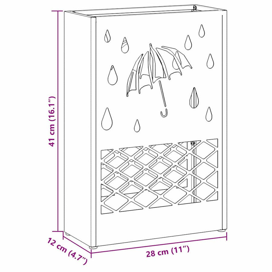 Paraplu Standaard Antraciet 28 x 12 x 41 cm Staal