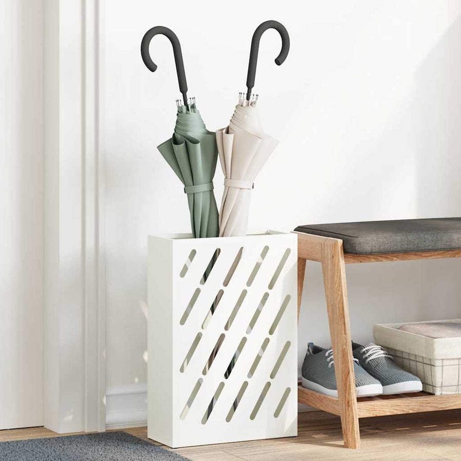 Paraplu Standaard Wit 28 x 12 x 41 cm Staal