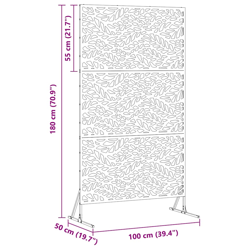 Privacyscherm Zwart 100 x 50 x 180 cm Staal