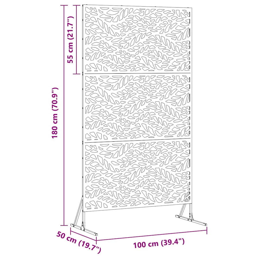 Privacyscherm Grijs 100 x 50 x 180 cm Cortenstaal