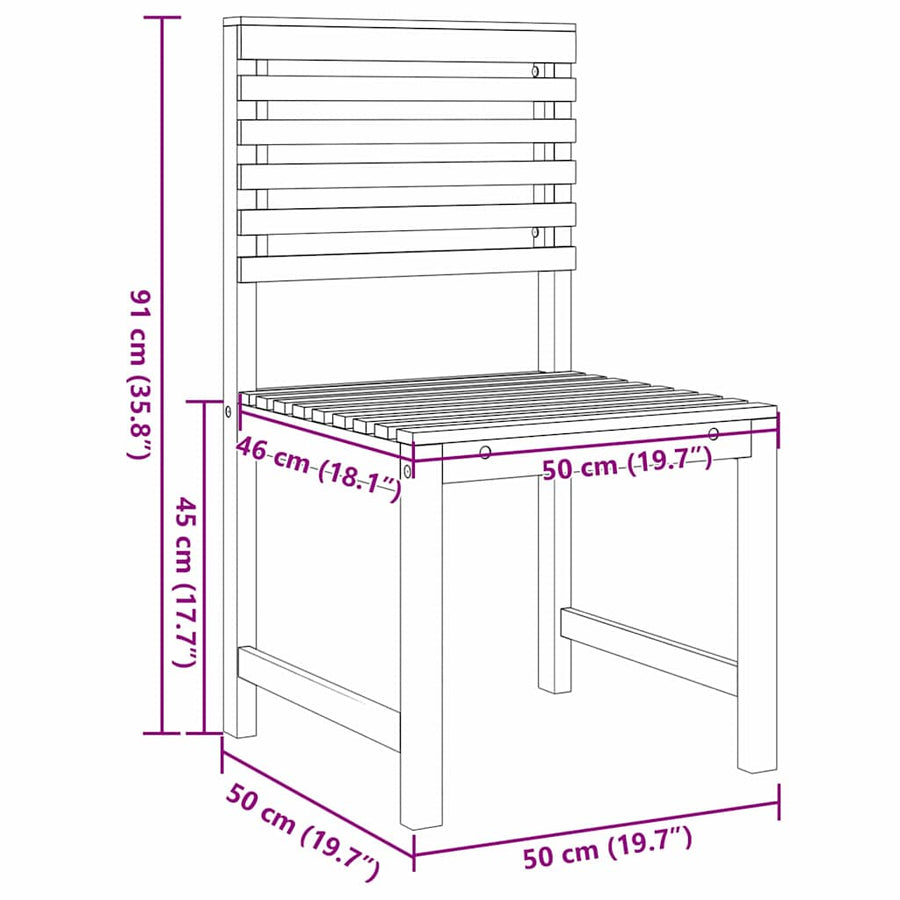 Tuinstoel 2 pcs Bruin 50 x 50 x 91cm Massief acaciahout