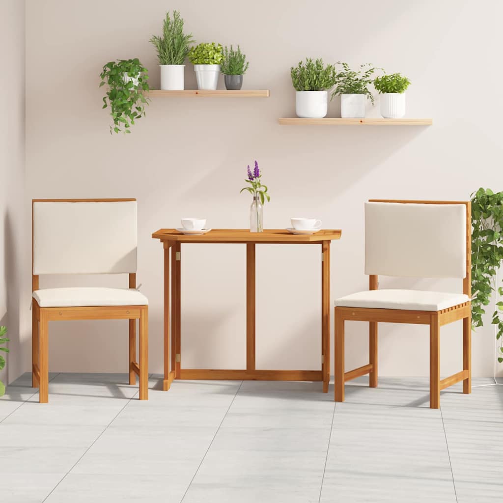 Tuinstoel met kussen 2 pcs Bruin Massief acaciahout