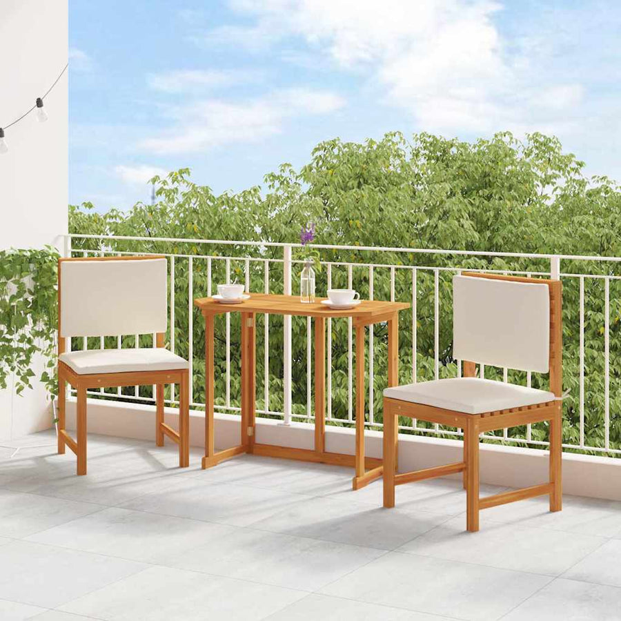 Tuinstoel met kussen 2 pcs Bruin Massief acaciahout