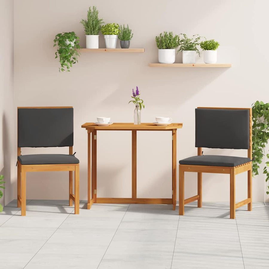 Tuinstoel met kussen 2 pcs Bruin Massief acaciahout