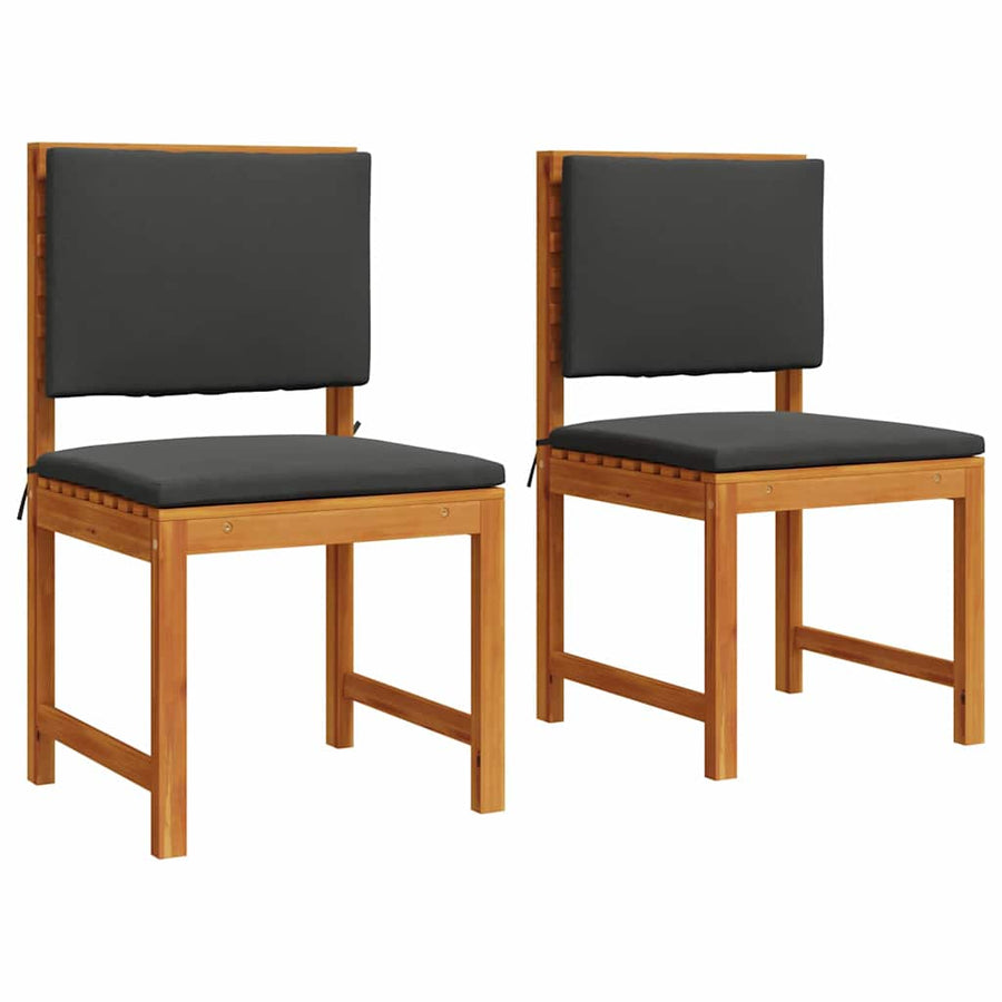 Tuinstoel met kussen 2 pcs Bruin Massief acaciahout
