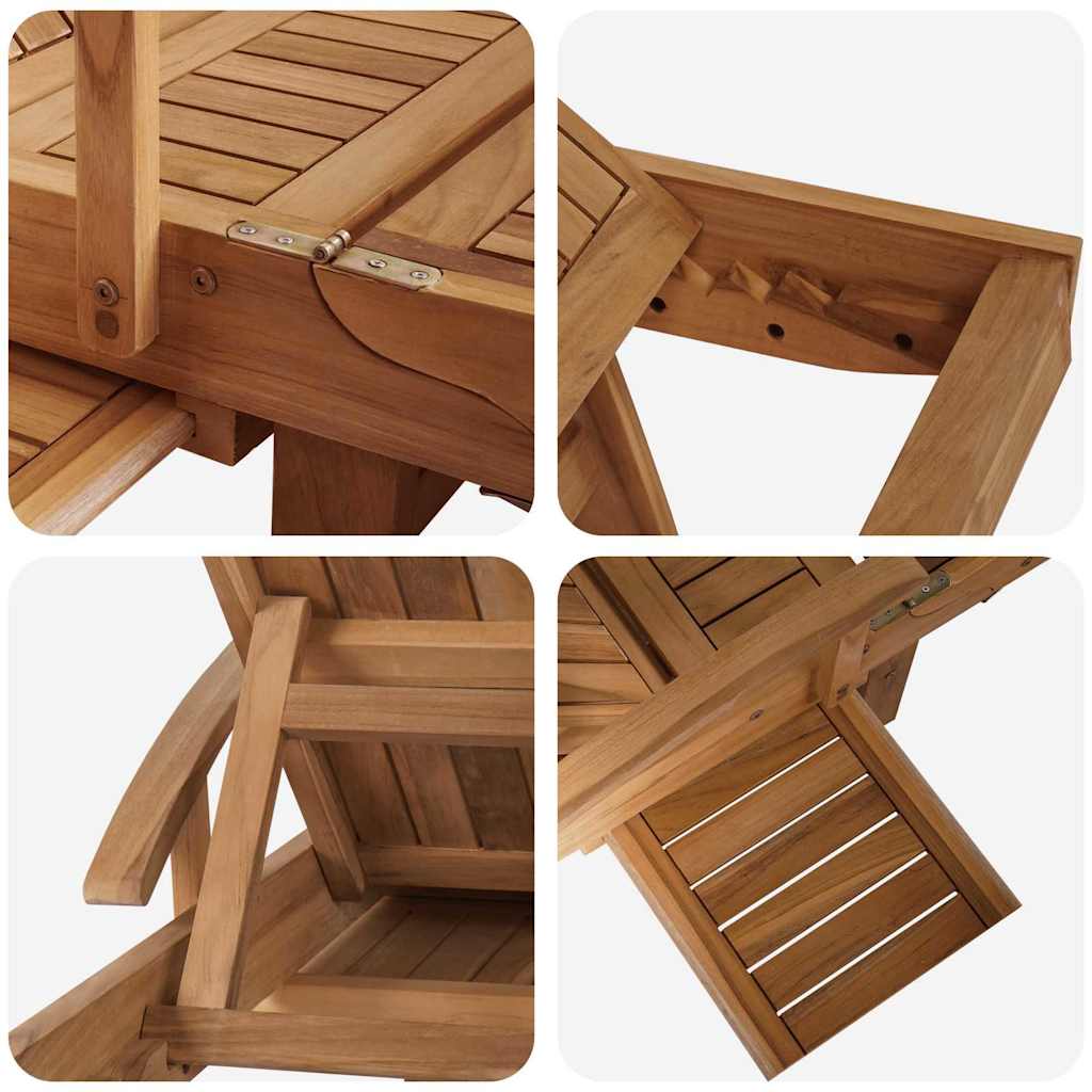 Ligbed met kussen Bruin 195 x 59 x 78,5 cm Massief Teakhout